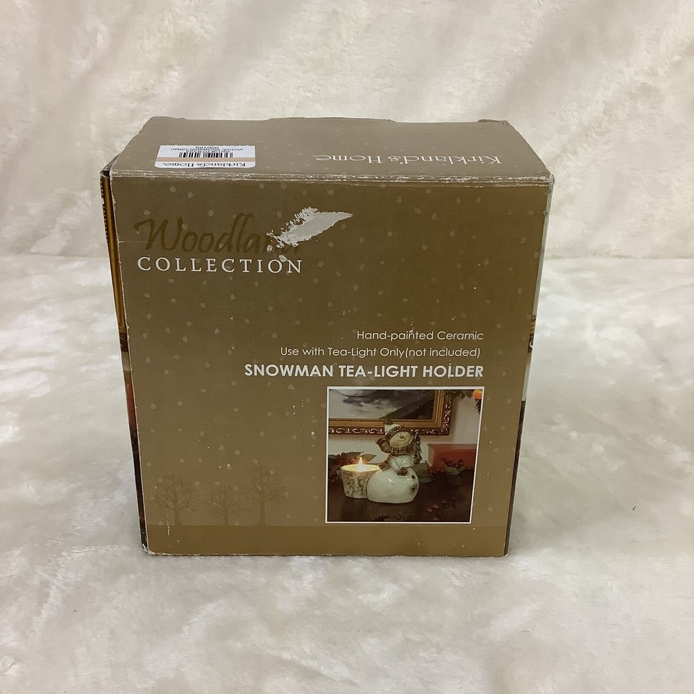 Christmas Snowman Tea-Light Holder Woodland Collection Hand Painted Ceramic Nib